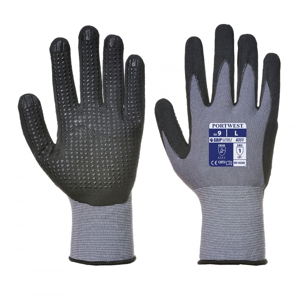 Dermiflex Plus Glove Grey/Black XL *One Size Only - Outlet Store*