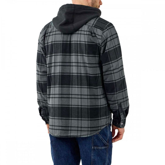 105621 Flannel Fleece Lined Hooded Shirt Jacket