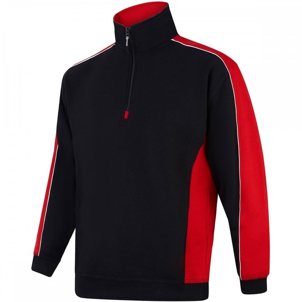 1288 Avocet Two Tone 1/4 Zip Sweatshirt Black/Red 2XL *One Size Only - Outlet Store*
