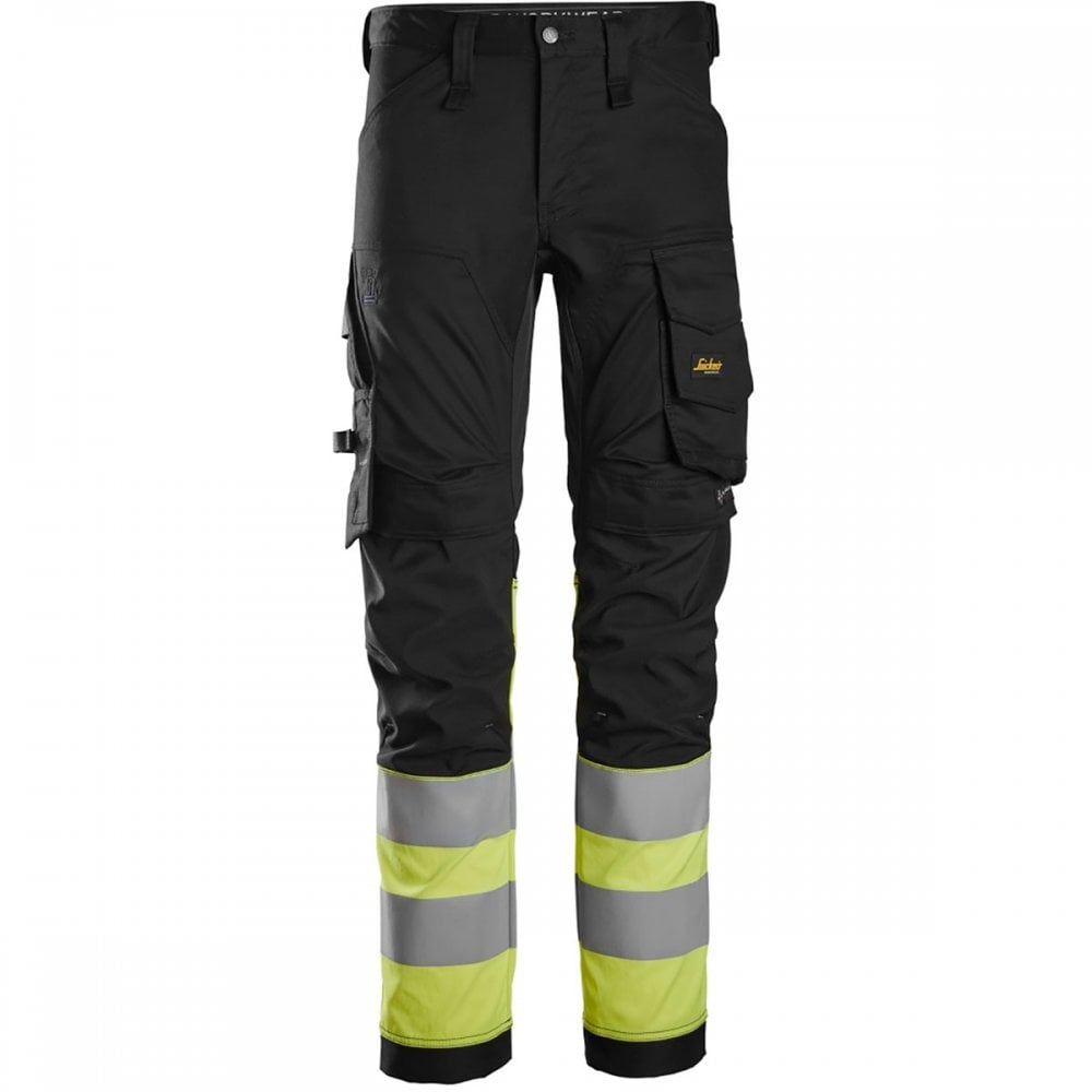 6334 High-Vis Class 1 Stretch Trousers Black/Yellow 32" 36" *One Size Only - Outlet Store*