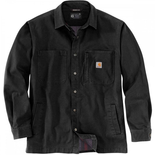 105532 Fleece Lined Snap Front Shirt Jacket Black L *One Size Only - Outlet Store*