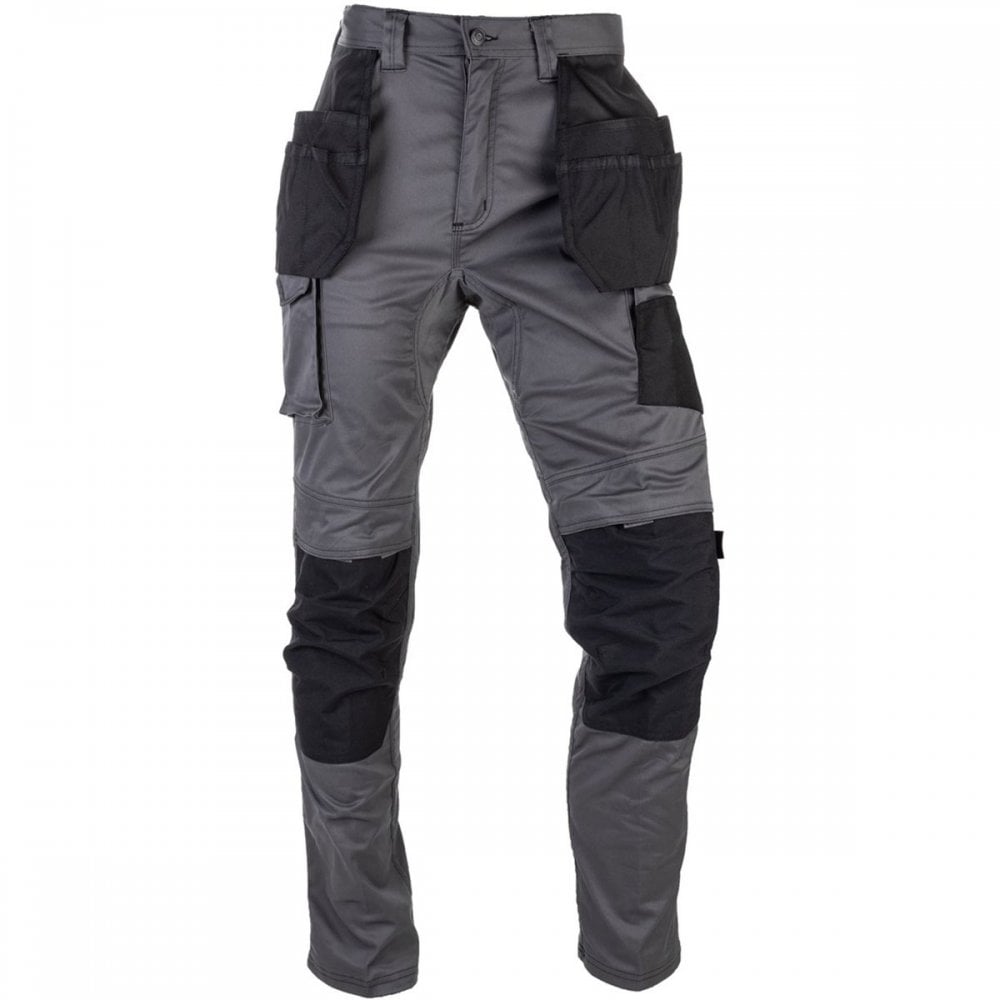1810084 Essentials Stretch Knee Pocket Grey/Black - Slim Fit with Cordura