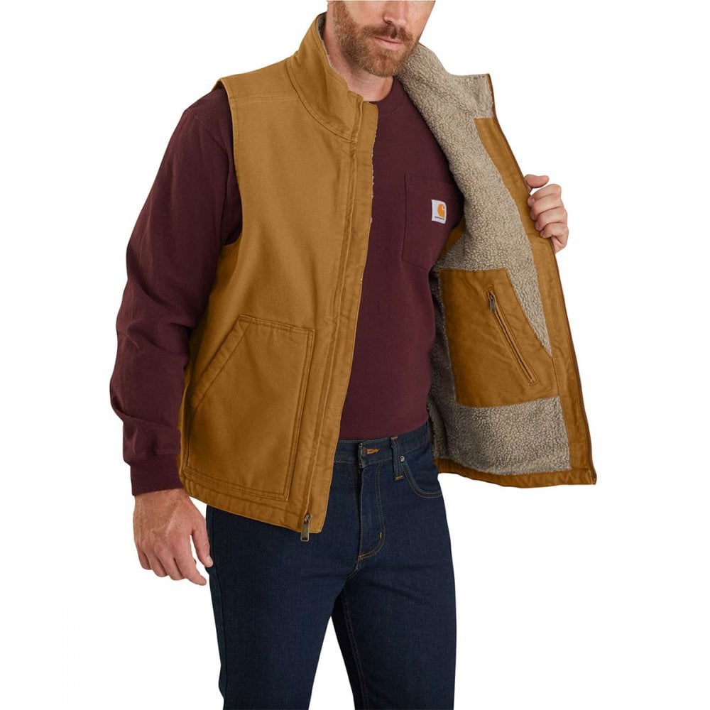 104277 Washed Duck Lined Mock Neck Vest Gilet - Loose, generous fit