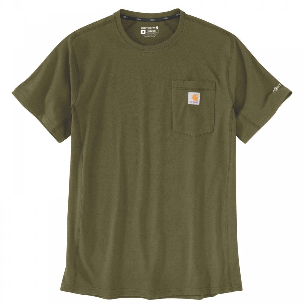 106652 Carhartt Force Relaxed Fit Midweight Short-Sleeve Pocket T-Shirt Dark Bronzed Green S *One Size Only - Outlet Store*